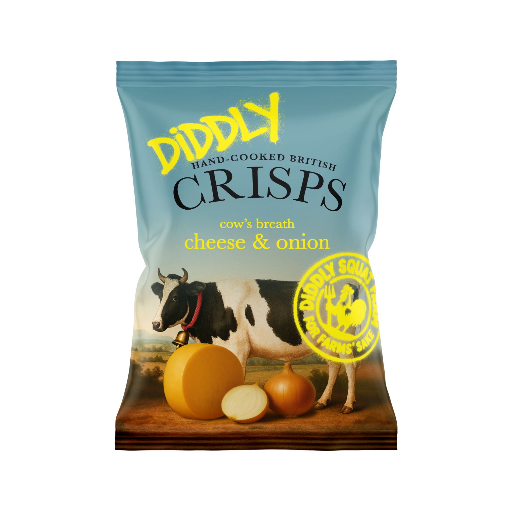 Box of 24x40g Diddly Squat Farm Hand Cooked Crisps: Cheese and Onion