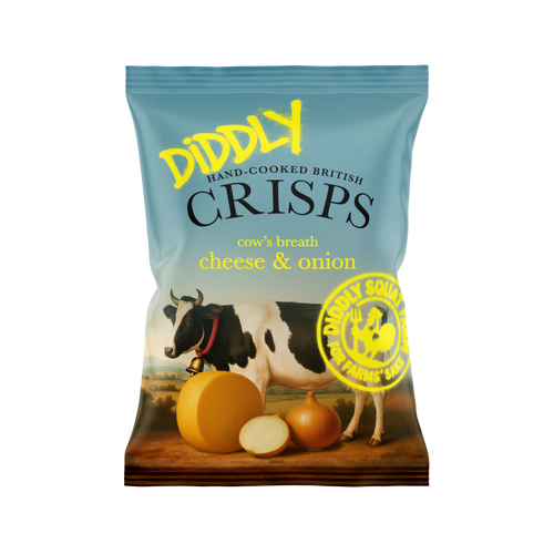 Box of 24x40g Diddly Squat Farm Hand Cooked Crisps: Cheese and Onion
