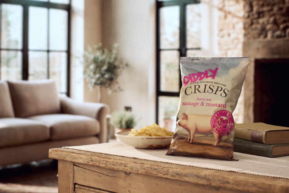 Sausage & Mustard Crisps, 1 x 150g sharing bag