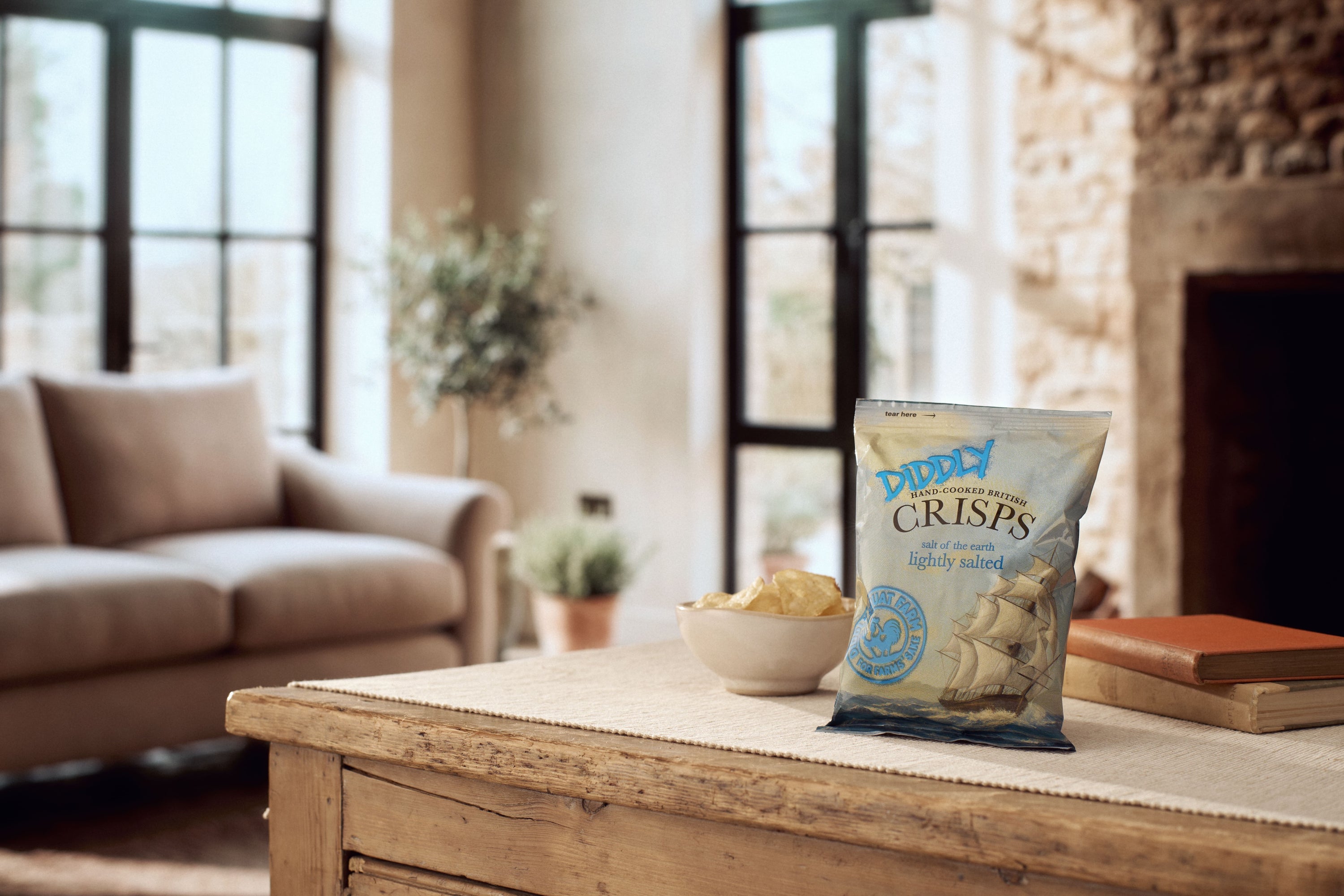 Box of 24x40g Diddly Squat Farm Hand Cooked Crisps: Lightly Salted