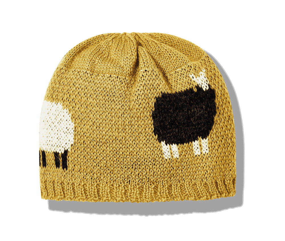 Mustard Sheep Knit Hat