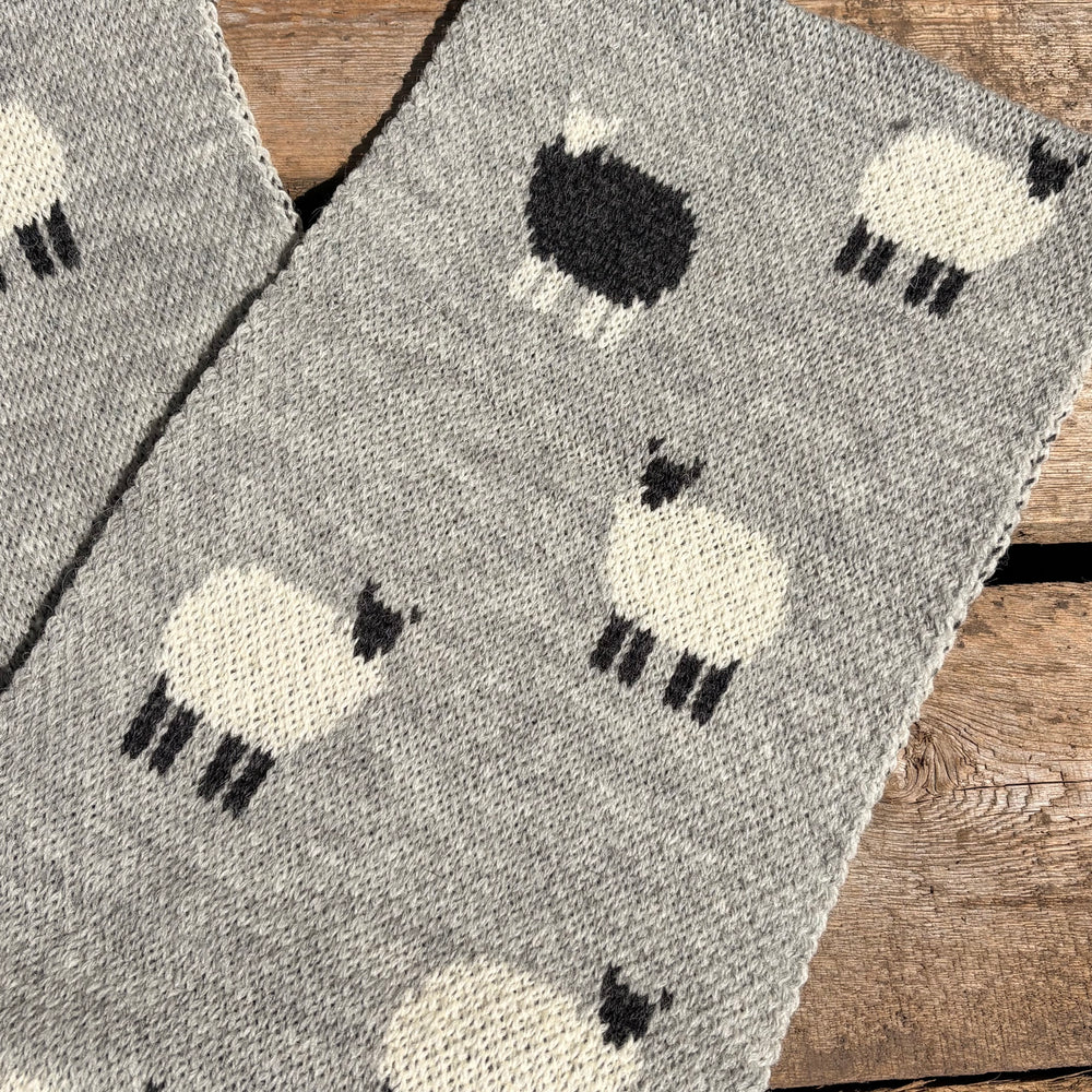 Grey Knitted Sheep Scarf