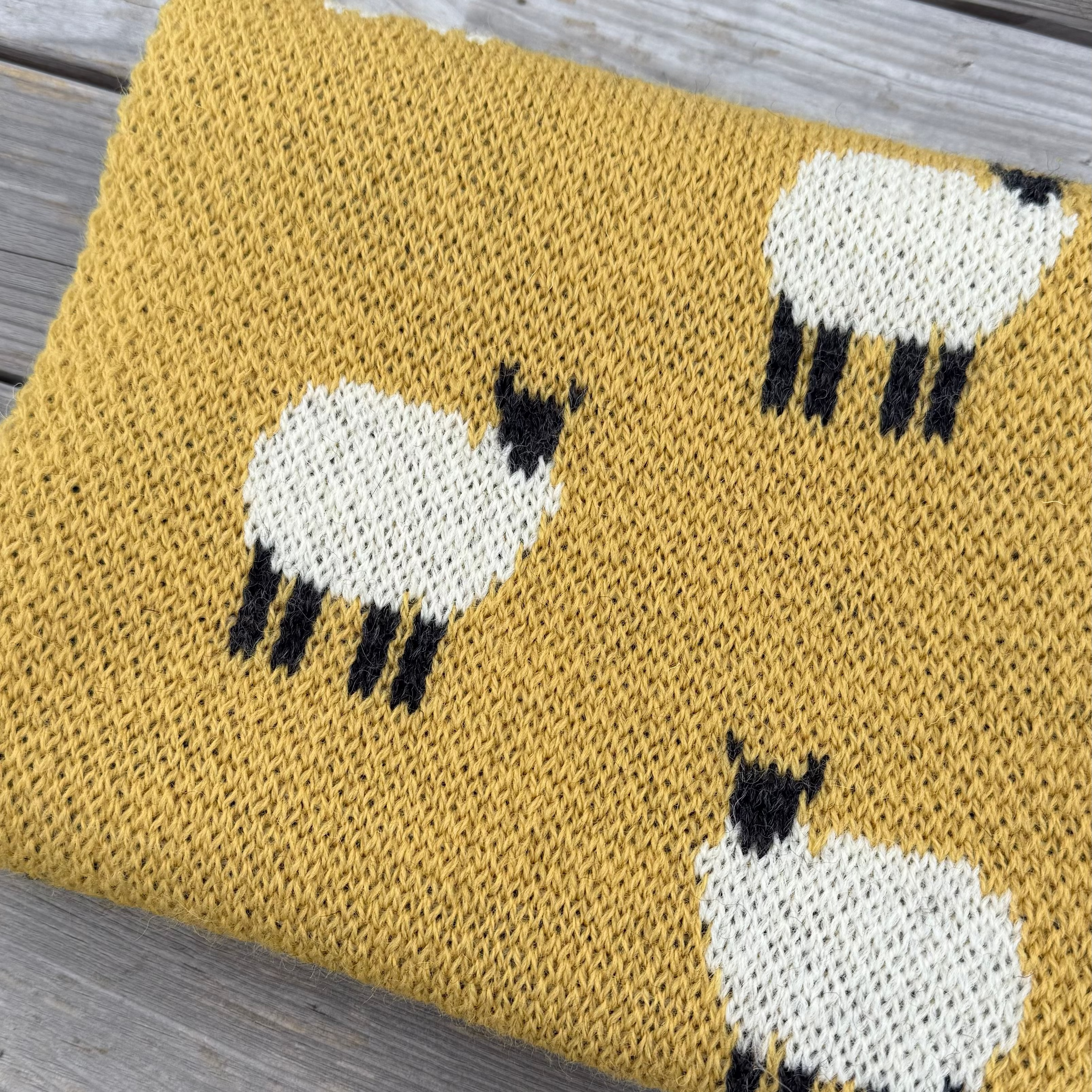Mustard Sheep Knit Scarf