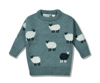 Kids Blue Sheep Knit Jumper
