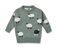 Kids Green Sheep Knit Jumper