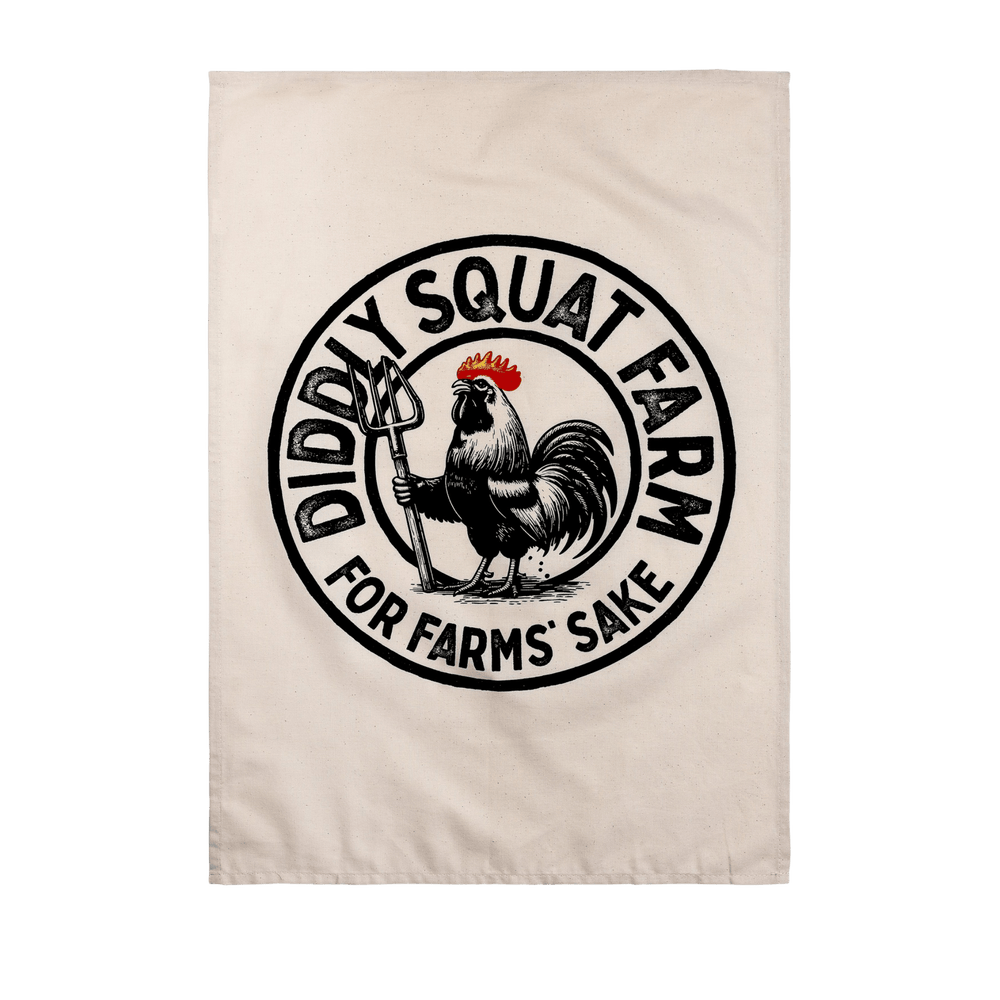 Diddly Cockerel Flame Tea Towel
