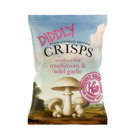 Box of 24x40g Diddly Squat Farm Hand Cooked Crisps: Mushroom & Wild Garlic