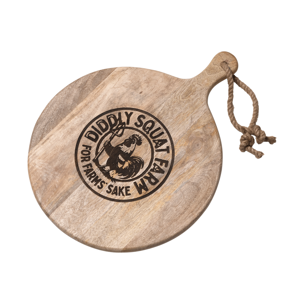 Diddly Large Round Chopping Board - Cockerel