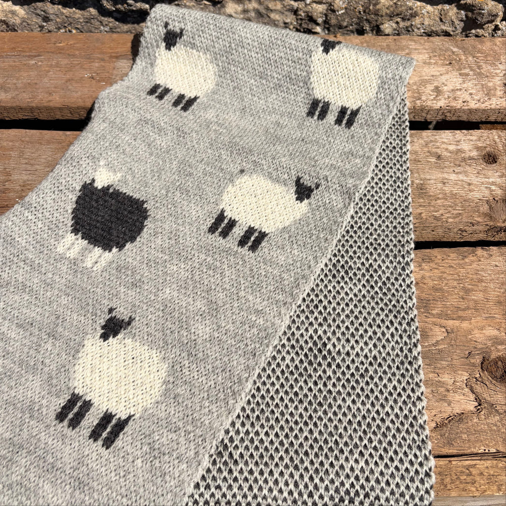 Grey Knitted Sheep Scarf
