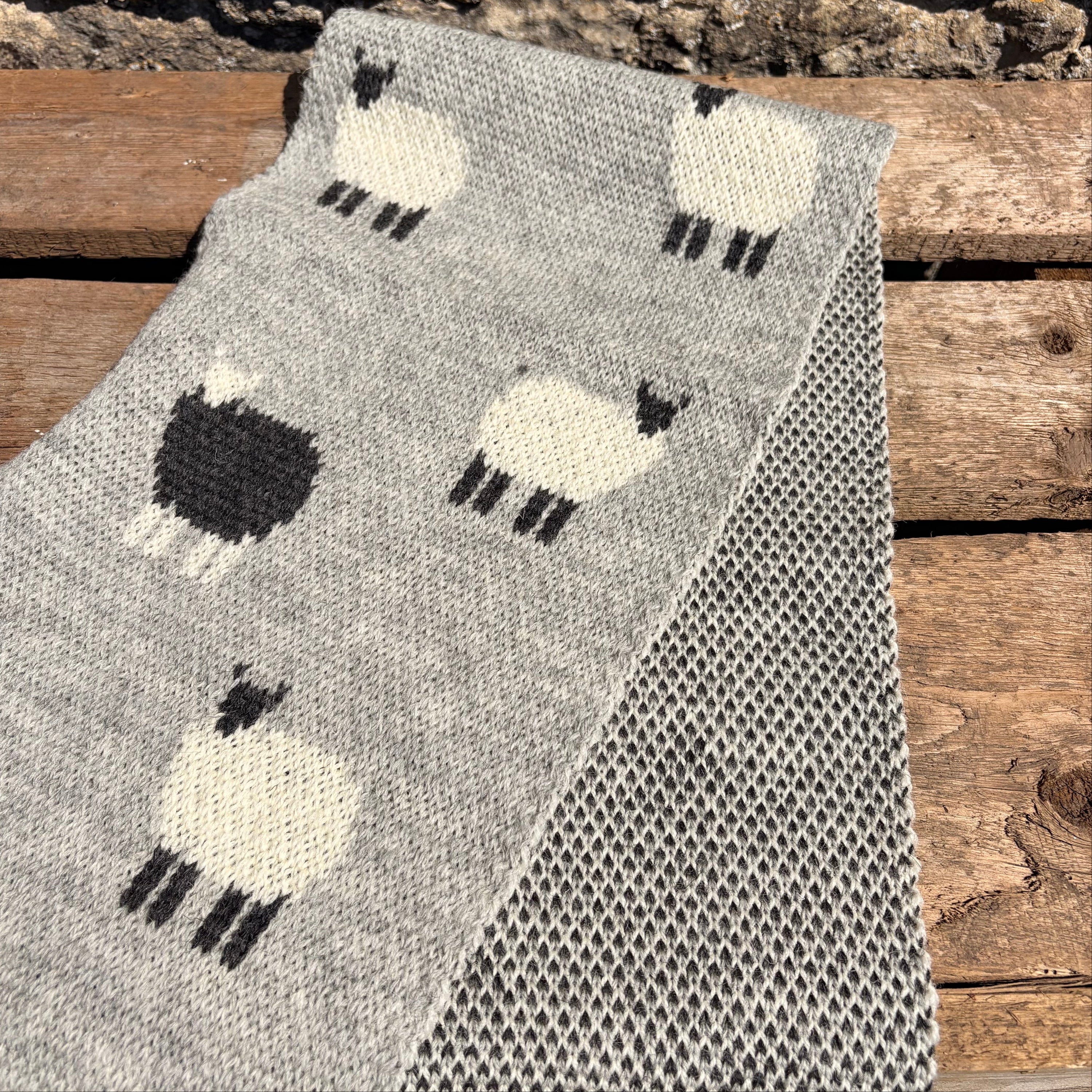 Grey Knitted Sheep Scarf
