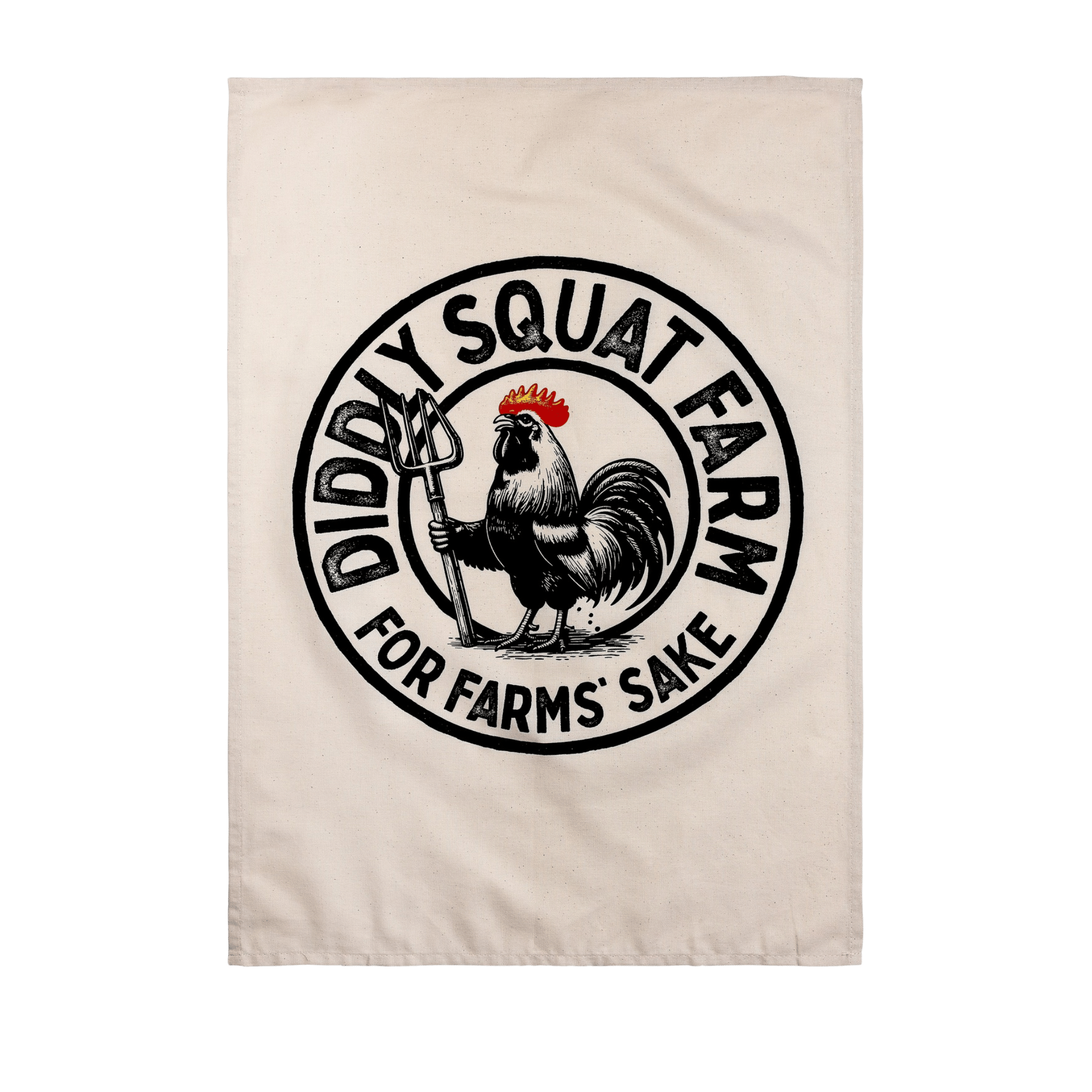 Diddly Cockerel Flame Tea Towel