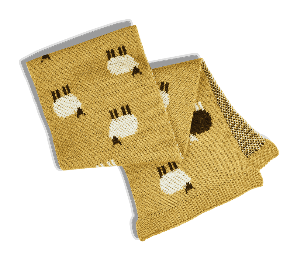 Mustard Sheep Knit Scarf